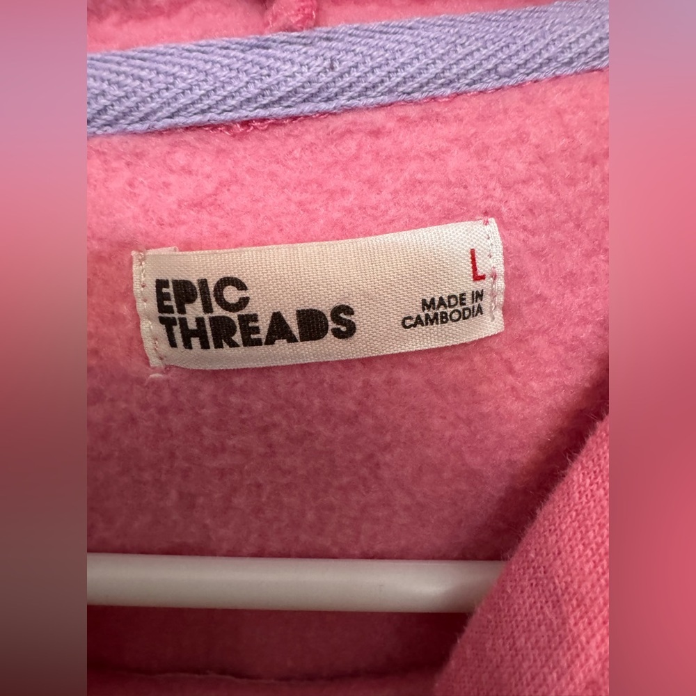 Epic Threads Girls Pink Fleece Hoodie with Sequin - Picture 3 of 4